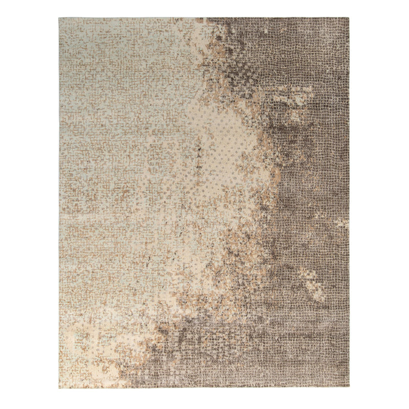 Distressed Homage Hand Knotted Wool Abstract Area Rug, Rectangle 12' x 16'