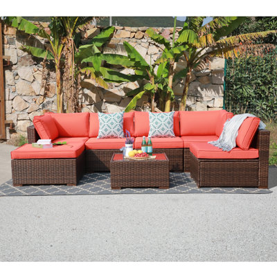 Ensemble de conversation modulaire avec coussins 7 pièces Axwell
