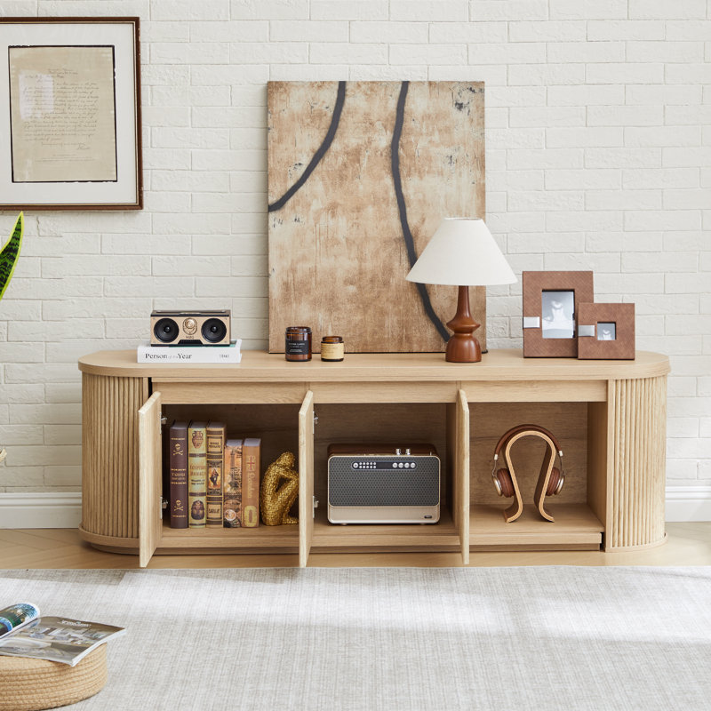 Meuble télé extensible pour téléviseur de 70 po ou moins, Naturel