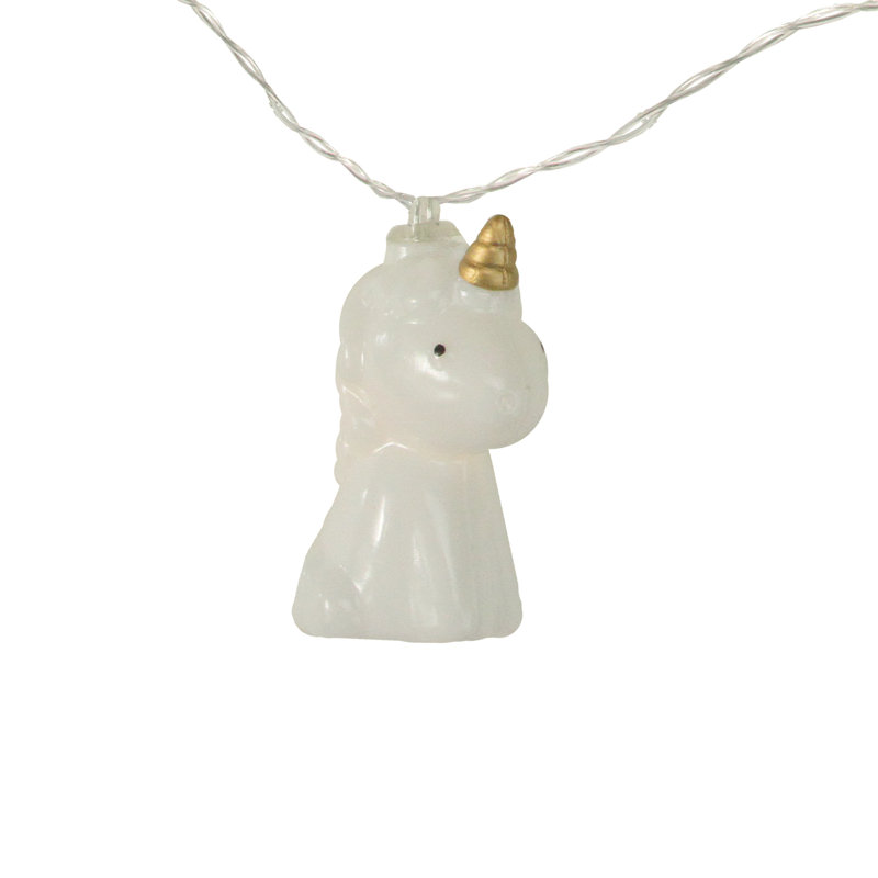 10-Count White Unicorn LED String Lights - 4.5 ft Clear Wire