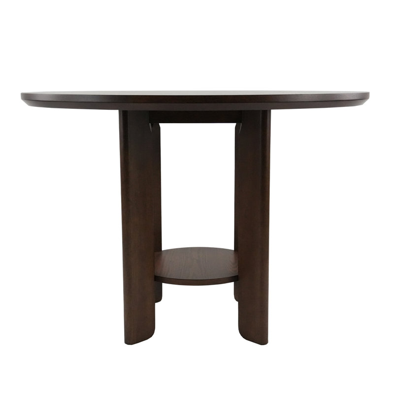 Modern 42" Round Dining Table For 4 People With Solid Wood Legs For Kitchen, Dining Room, Brown