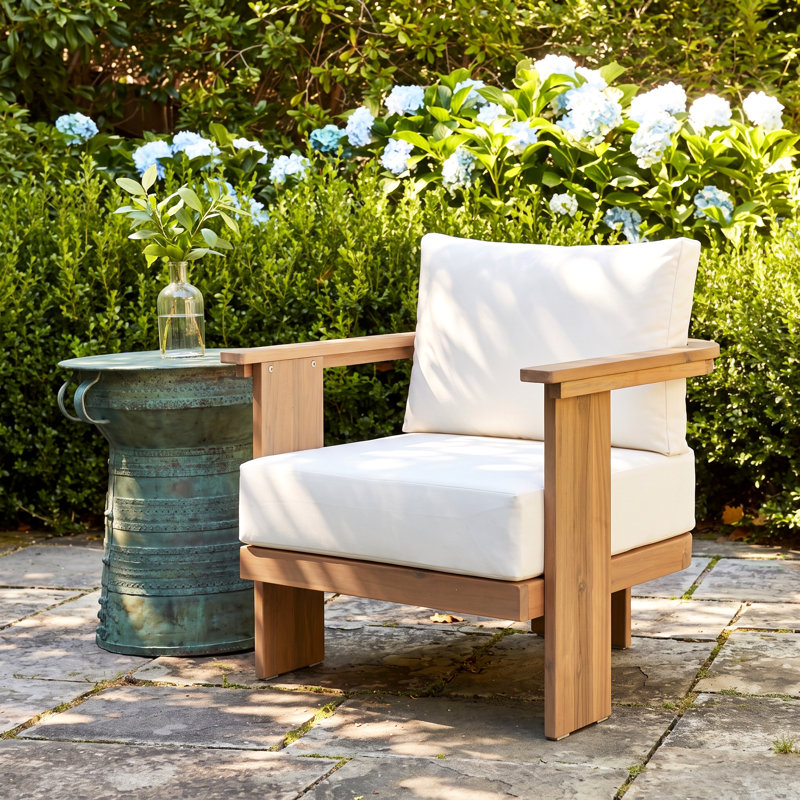 Fauteuil d'appoint d'extérieur en bois d'acacia Burlow, 1