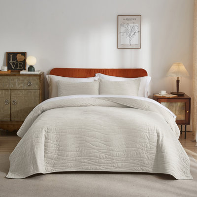 Ensemble de couvre-lit Wondnuga, 3 pièces douces et légères, double couture surpiquée, ensemble de literie toutes saisons