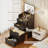 Compact Vanity Desk With Flip-up Led Mirror, Glass Drawer, And Hidden Stool Storage-608872369