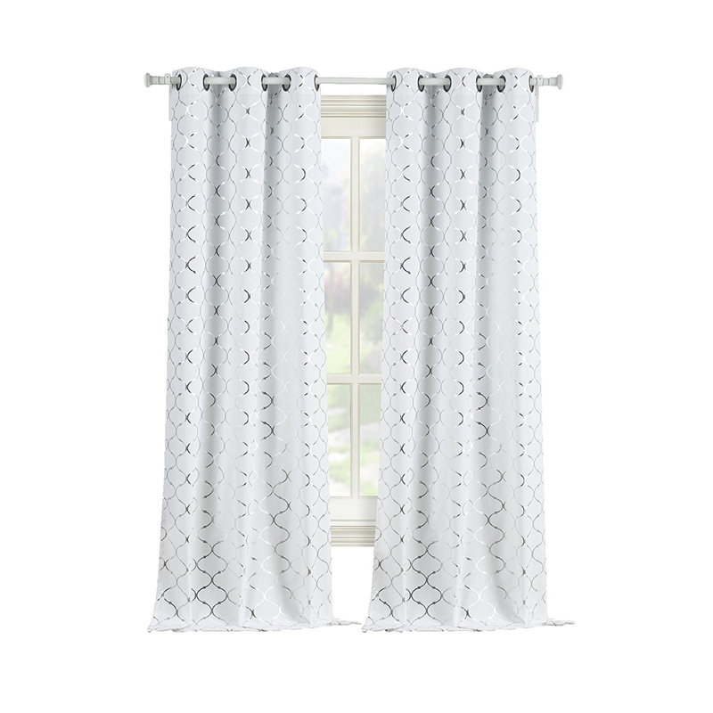 Lettie Cotton Blend Room Darkening Curtain Pair, 38" W x 96" L, Silver