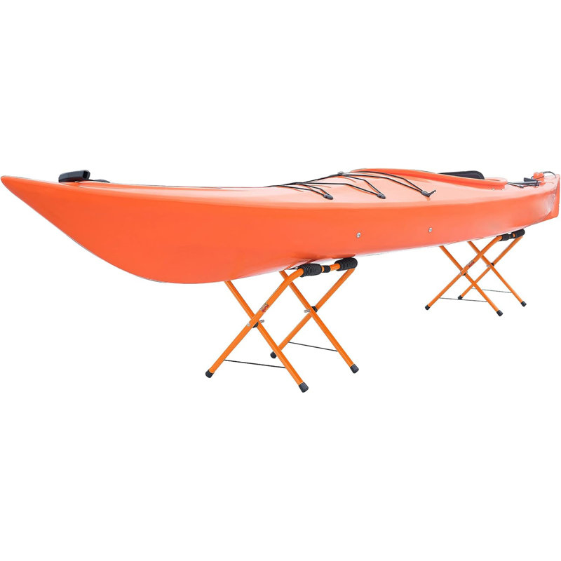 Set of 2 17" Powder-Coated Steel Kayak Storage Racks - 100Lbs Capacity, Adjustable Straps for Canoe/SUP/Surfboard