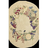 Antique Ivory Open Field Small Oval American Hooked Folk Art Rug