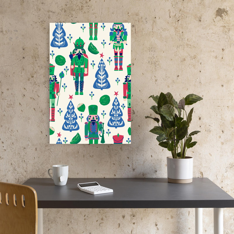Whimsical Christmas Nutcrackers Classic Traditional Whimsical Christmas Tree Winter Landscape Wall Art Print by Annick - Wrapped Canvas Print