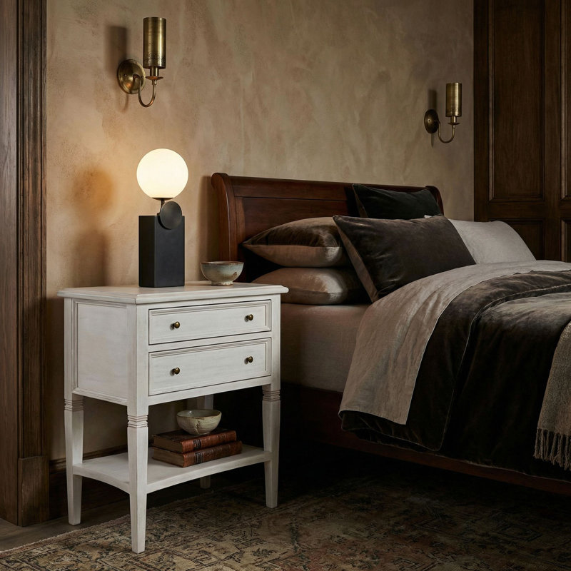 Oxford End Table, White Wash