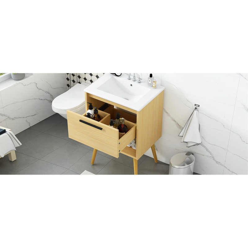 Meuble-lavabo élégant avec rangement fonctionnel et matériaux durables