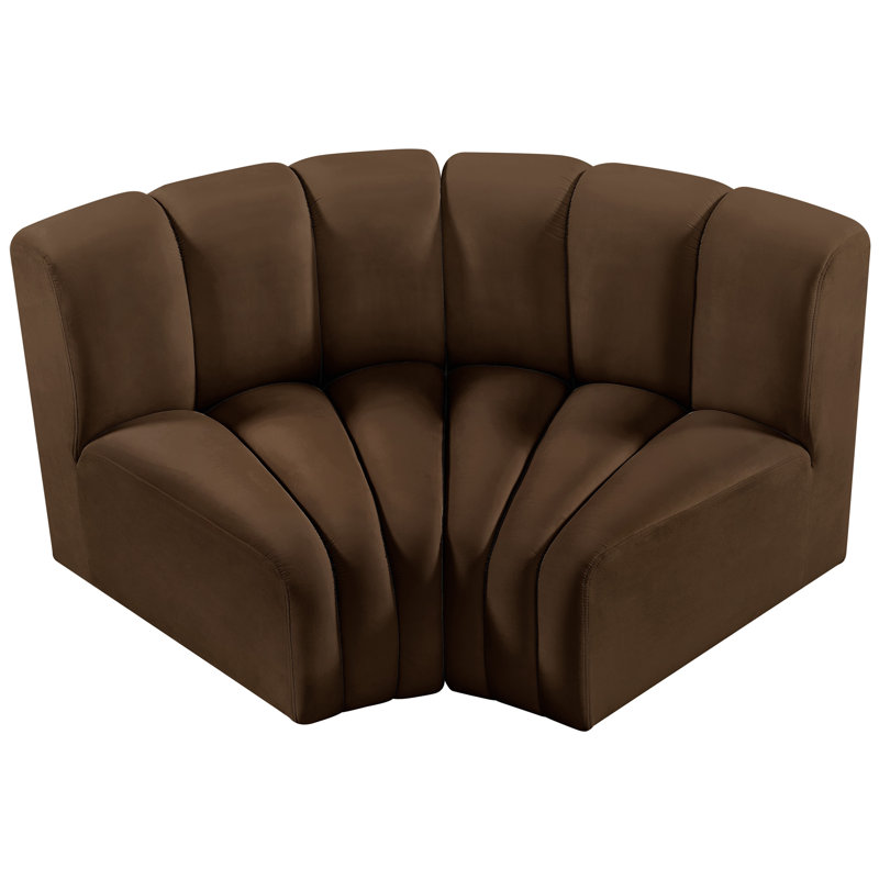 Ivanildo Upholstered Curved Sectional Reversible, Brown Velvet