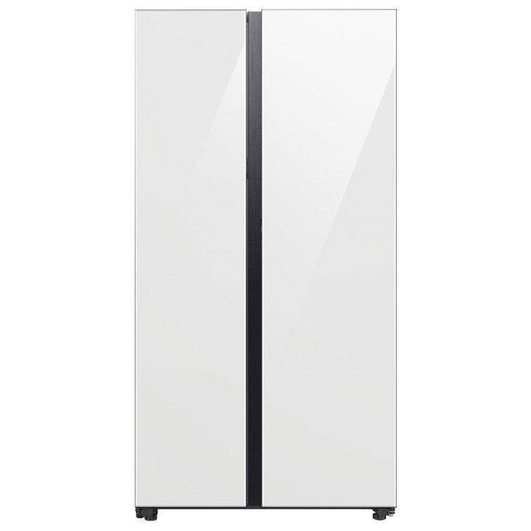 Samsung - Bespoke 23 Cu. ft. Counter Depth 4-Door French Door Refrigerator with Beverage Center - White Glass