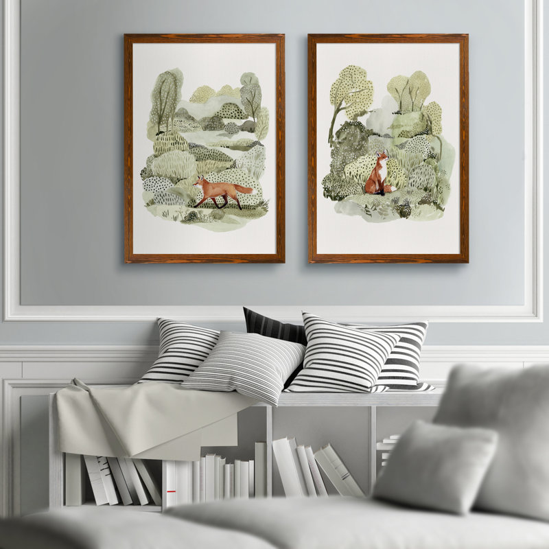 Fox Glen I - ensemble de 2 reproductions d'art encadrées, Toile encadrée, H 24 po x l 18 po, Espresso