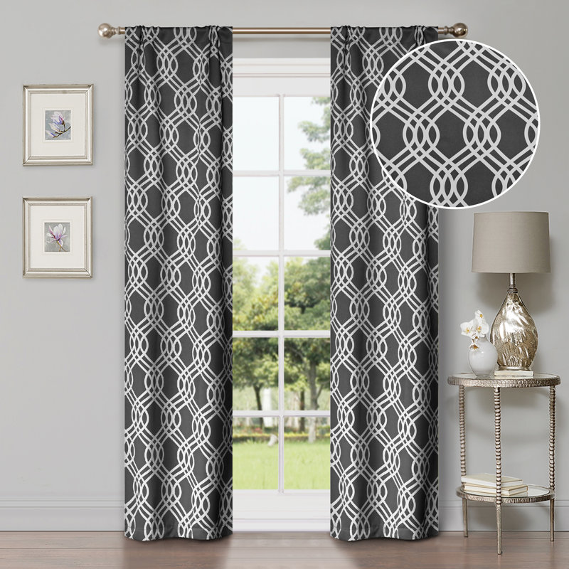 Scotia 100% Polyester Light Filtering - Room Darkening Curtain Pair, Gray, 42" W x 63" L