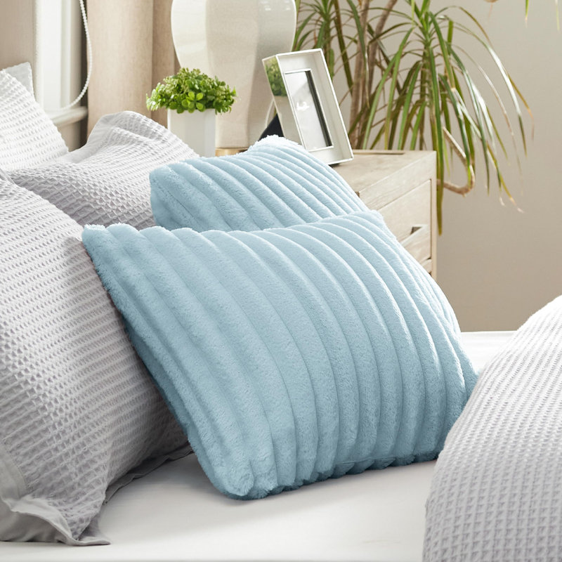 Bedsure Striped Throw Pillow Covers, Light Blue
