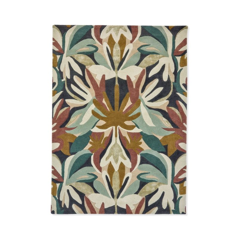Hand Tufted Floral Area Rug, Rectangle 8'2" x 11'6"