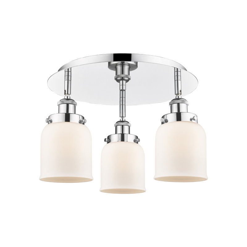 Bejtullah Glass Flush Mount, Matte White, Polished Chrome