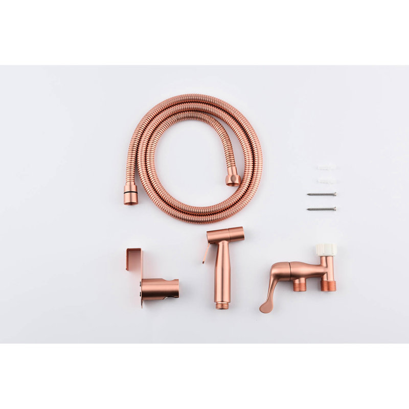 Toilet Handheld Bidet In Rose Gold Metal - Jet And Gentle Spray Options, Rust, , Simple To Install Clean Up Gold, Construction, Two Water Modes, Easy Installation Steps