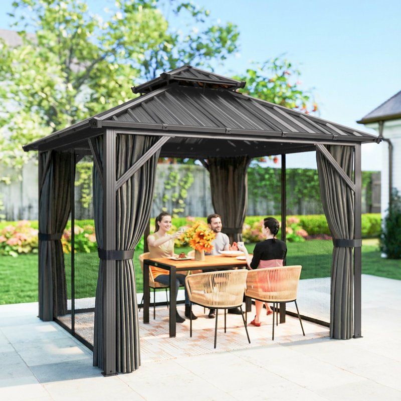 Abri de jardin à toit rigide 10 'x 10' avec double toit en acier galvanisé