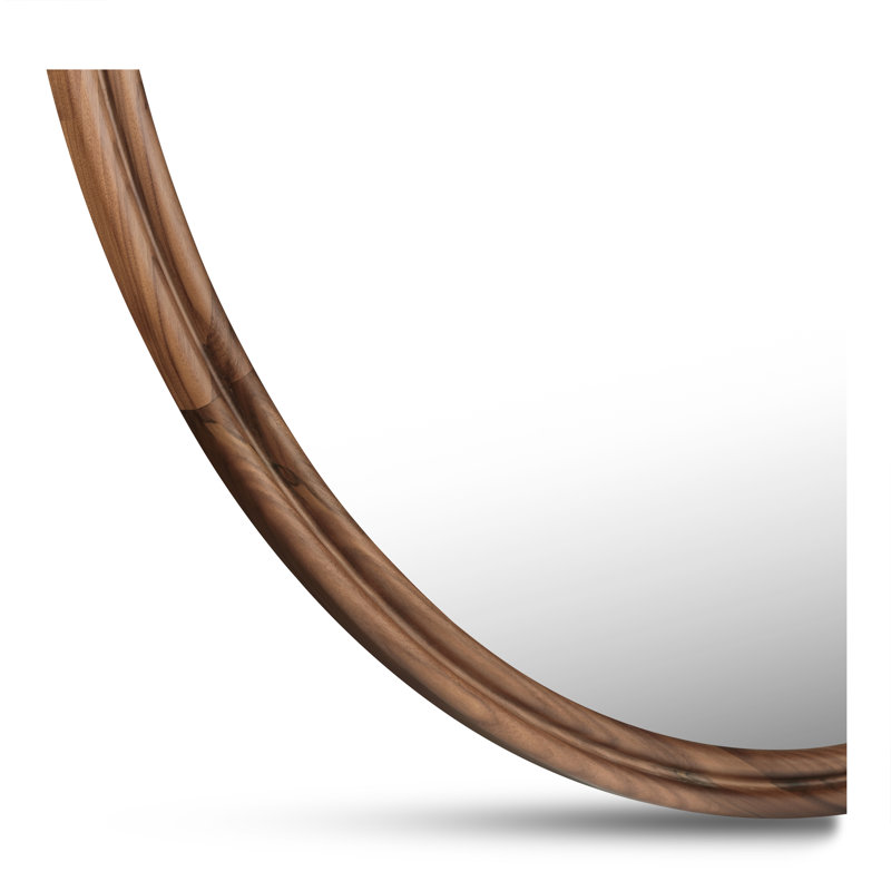 Grand miroir rond Alcott, Rond, 48 po x 48 po, Wanut