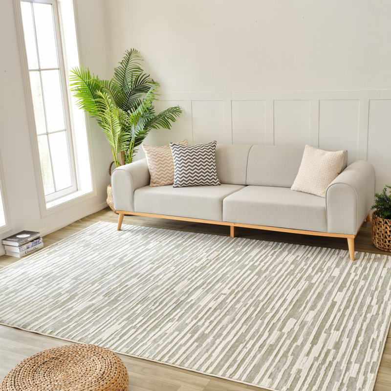 Rug Branch Riva 8' x 11' (7'10" x 10'10") Green/Beige Abstract Indoor Area Rug, Contemporary, Medium Pile, Stain-Resistant Carpet - Living Room, Bedroom, Dining Room, and Kitchen