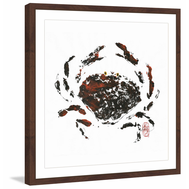 Hidden Crab Black and Brown Framed Canvas Print