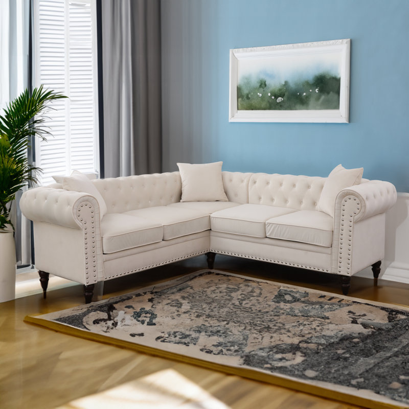 Canapé modulaire 2 pièces Agrim, Blanc crème