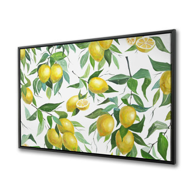 Lemon Pattern - Yellow Framed Canvas for Home Decor