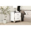 Table de chevet pour chambre à coucher avec 2 tiroirs, blanc, ultrabrillant, table de chevet et poignée en métal blanc