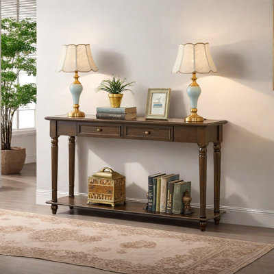 American Rustic Style Solid Wood Console Table by Canora Grey
