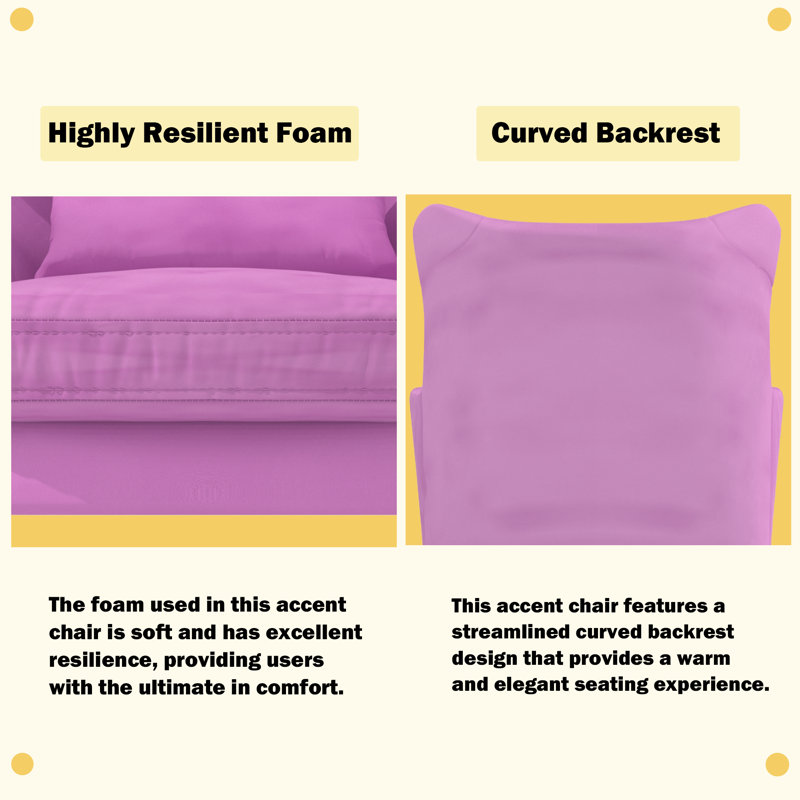 Fauteuil d'appoint en velours capitonné à boutons épais, Velours rose