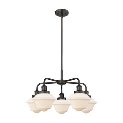 Lustre bol à 5 lumières en verre à intensité variable Grourke
