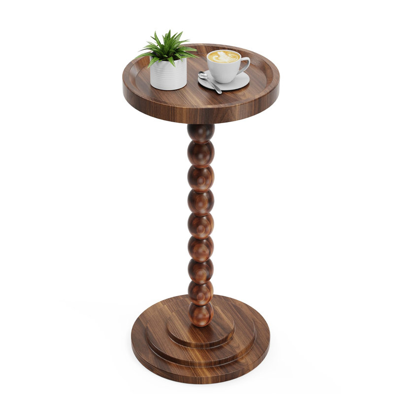 Table d'appoint ronde en bois et table basse avec piliers robustes en bois massif