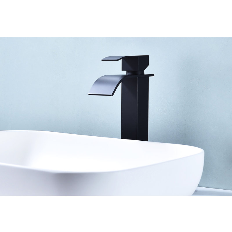 Waterfall Spout Bathroom Sink Faucet, Matte Black Finish, Single Handle, Built With Quality Stainless Steel For A Modern Handle Faucet In Black, Made Of And