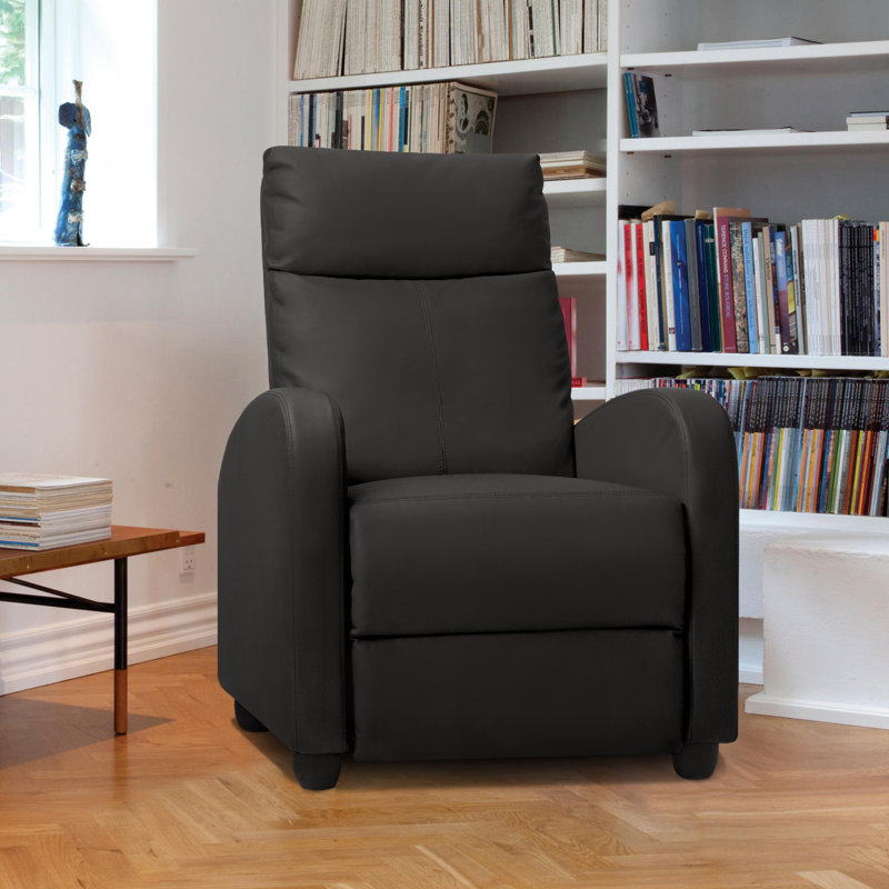 Fauteuil inclinable manuel en simili cuir Eshel, Similicuir noir