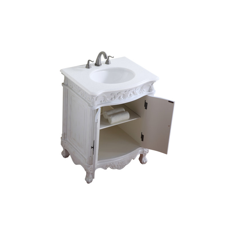 Ensemble de meuble-lavabo simple 27 po Aurillac, Blanc antique, Blanc pur