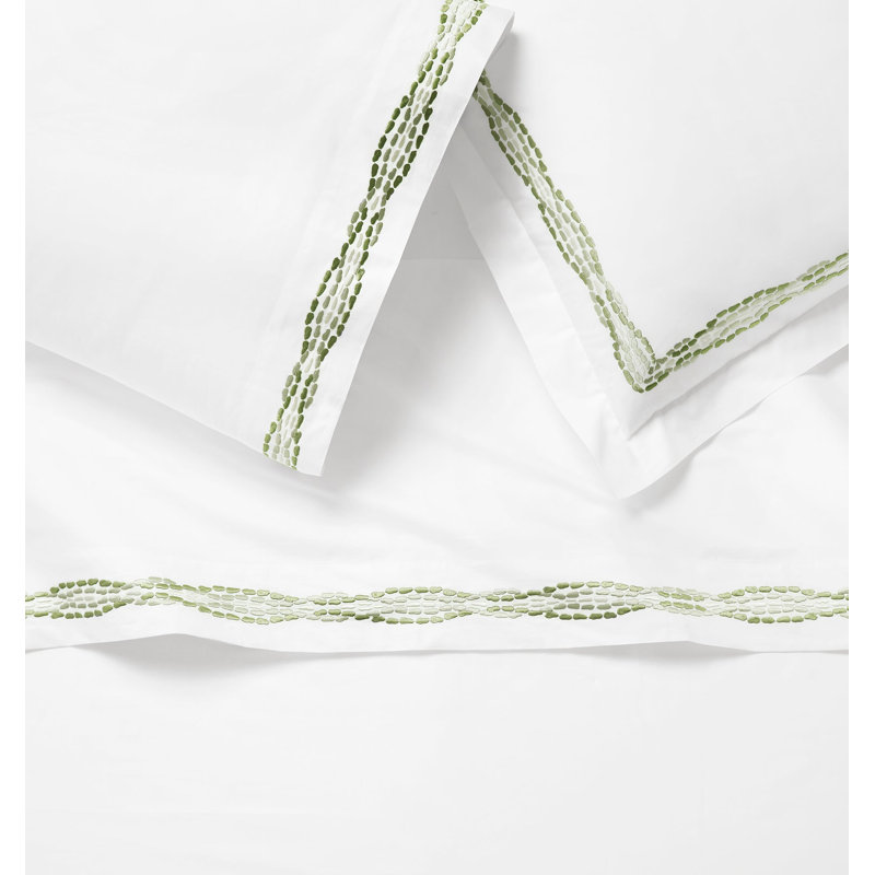 Cobblestones Duvet Cover, White/Green, Twin Duvet Cover