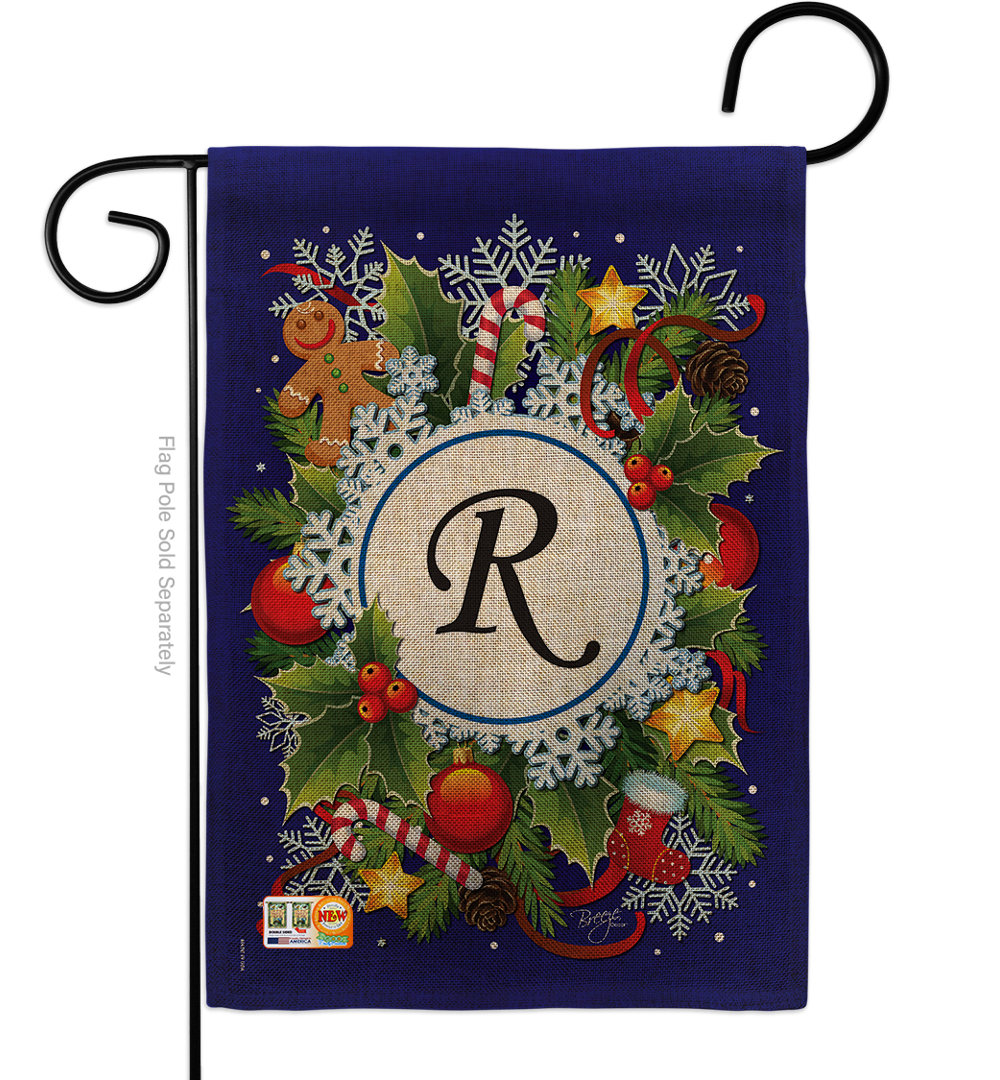 Double Sided 18.5'' H x 13'' W Polyester Christmas Garden Flag Breeze Decor Monogram 