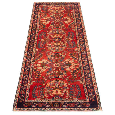 Tapis rouge anadol noué à la main de conception unique 3 pi 2 po x 9 pi 11 po