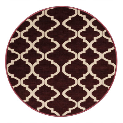 Machine Washable Trellis Red Area Rug
