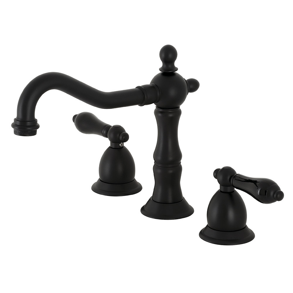 Kingston Brass Duchess Two-Handle 3-Hole Deck Mount Widespread Bathroom Faucet with Brass Pop-Up Drain Kingston Brass