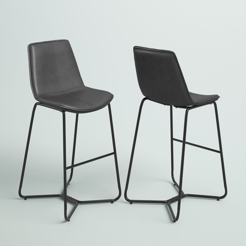 Tabouret de bar et de comptoir Alivia, Similicuir gris, Tabouret de bar (siège de 30 po de hauteur)