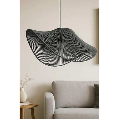 Lustre réglable élégant, corps en plastique gris, 19,7 po x 7,1 po | Hauteur: 7,1 à 20,9 pouces | 1 x douille E27 (40 W maximum, ampoule non incluse) | Élégant capuchon et plaque de base Rafia de 3,5 po x 2,0 po | Parfait pour la décoration intérieure moderne