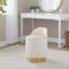 Tabouret de coiffeuse avec pivot - velours crème - base en métal doré - couvercle de rangement amovible-783249859