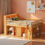 Lit mezzanine peu encombrant avec tablettes de rangement, tête de lit avec lumière DEL-123101673-123101672