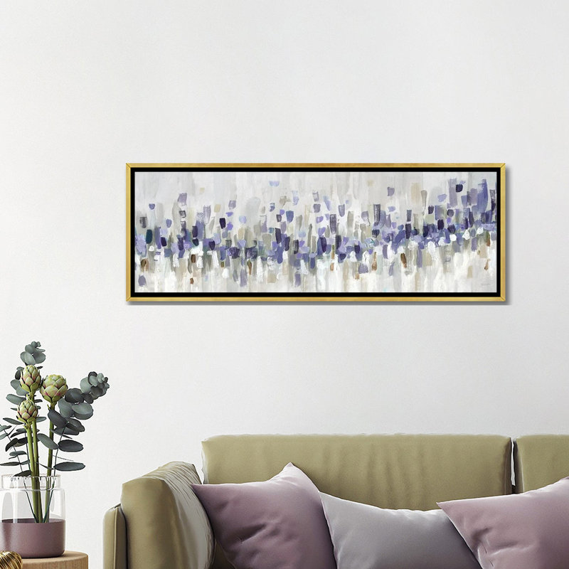 «Blue Staccato - Blue» par Katrina Craven, Toile tendue, H 12 po x l 36 po