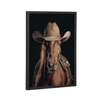 Horse Wearing a Western Cowboy Hat by The Creative Bunch Studio Framed Wall Art Print