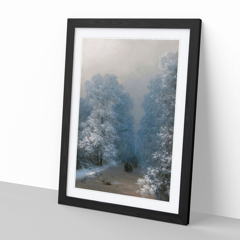 Winter Landscape by Ivan Aivazovsky - Picture Frame Painting, 65cm H x 48cm W x 2cm D, Black Framed