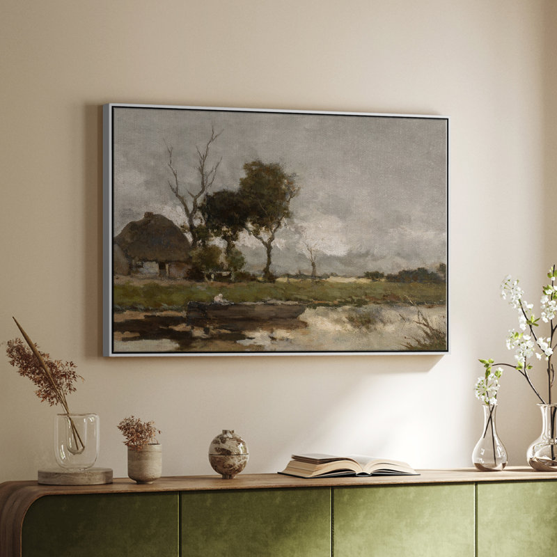 Paysage rétro - MLV III - Toile tendue avec châssis, H 25 po x l 37 po x P 2 po, Toile encadrée flottée blanche