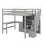 Lit mezzanine double avec bureau intégré en forme de L, escalier de rangement et tiroirs, lit d'étude peu encombrant avec armoire, tablettes-718838659